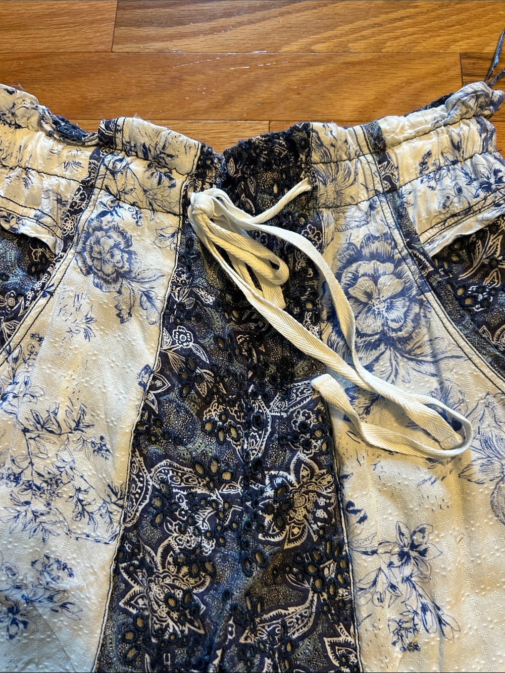 Free People Sweet It Is pants. XS. Patchwork style. Eyelet embroidery. - Picture 3 of 7